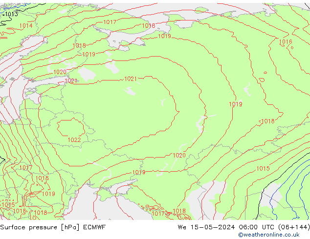 Pressione al suolo ECMWF mer 15.05.2024 06 UTC