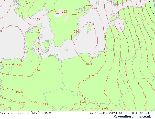 Surface pressure ECMWF Sa 11.05.2024 00 UTC