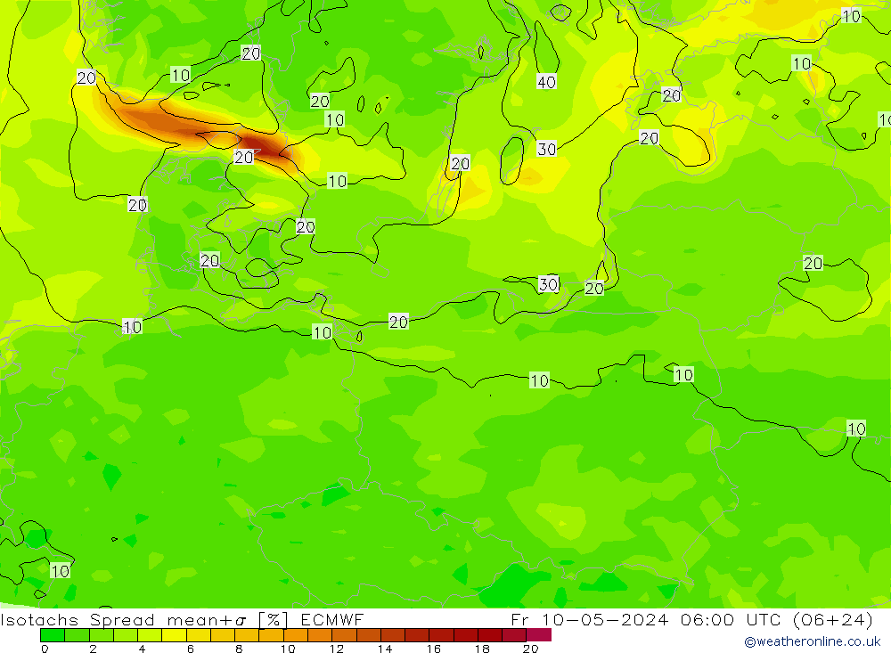 Isotachs Spread ECMWF  10.05.2024 06 UTC