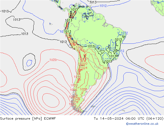 Presión superficial ECMWF mar 14.05.2024 06 UTC