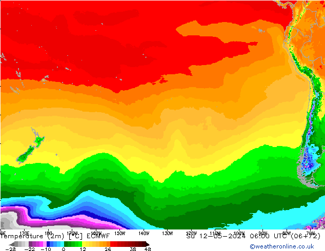 Sıcaklık Haritası (2m) ECMWF Paz 12.05.2024 06 UTC