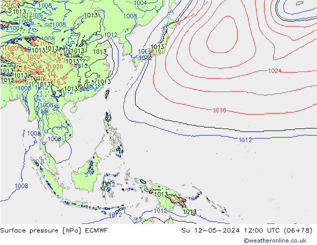 pressão do solo ECMWF Dom 12.05.2024 12 UTC