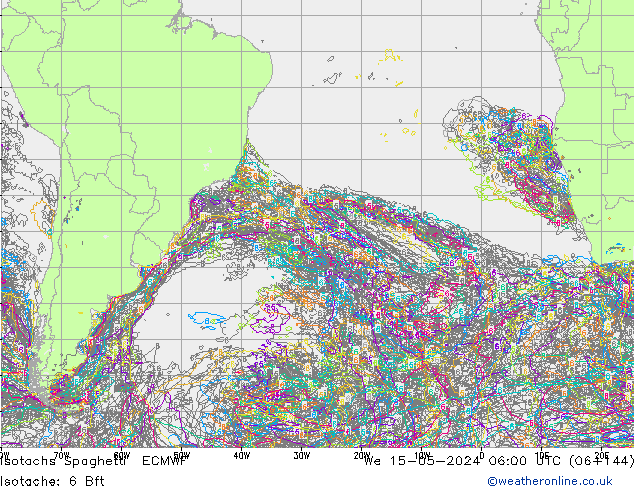 Isotachs Spaghetti ECMWF St 15.05.2024 06 UTC