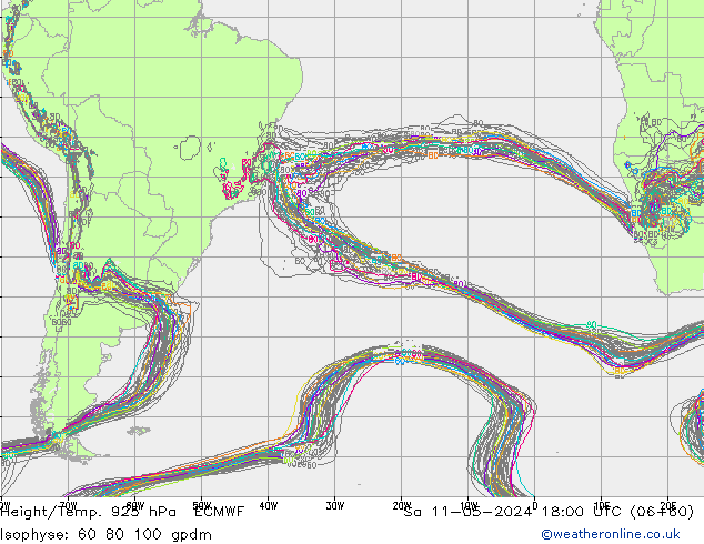Height/Temp. 925 hPa ECMWF sab 11.05.2024 18 UTC