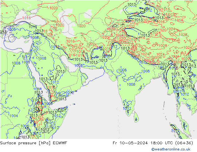 Luchtdruk (Grond) ECMWF vr 10.05.2024 18 UTC