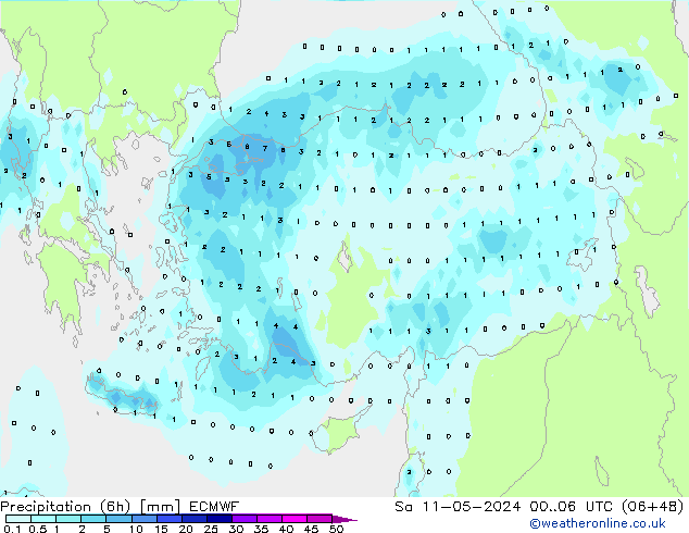 Yağış (6h) ECMWF Cts 11.05.2024 06 UTC