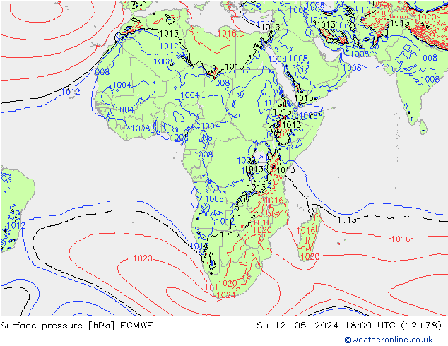 Surface pressure ECMWF Su 12.05.2024 18 UTC