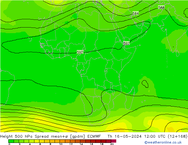 Height 500 hPa Spread ECMWF Do 16.05.2024 12 UTC