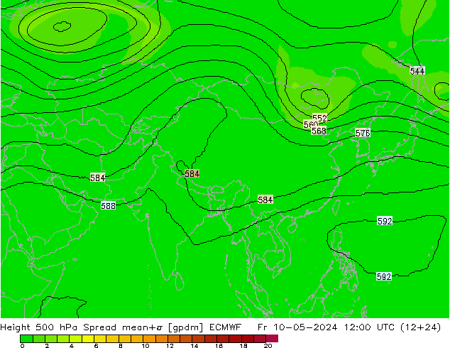 Height 500 hPa Spread ECMWF Pá 10.05.2024 12 UTC