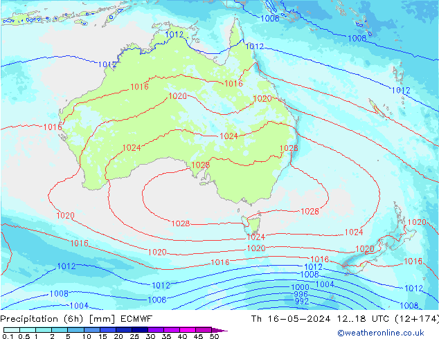 осадки (6h) ECMWF чт 16.05.2024 18 UTC