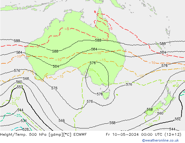 Hoogte/Temp. 500 hPa ECMWF vr 10.05.2024 00 UTC