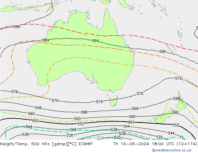 Height/Temp. 500 hPa ECMWF Th 16.05.2024 18 UTC
