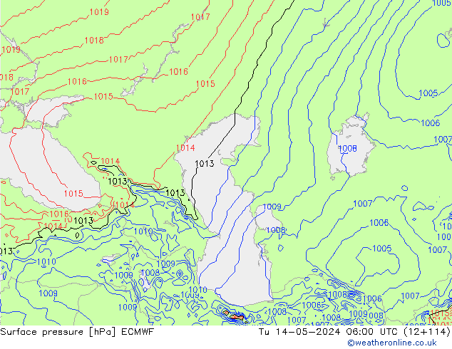 Presión superficial ECMWF mar 14.05.2024 06 UTC