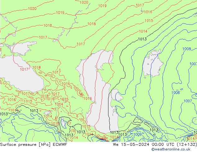 Atmosférický tlak ECMWF St 15.05.2024 00 UTC