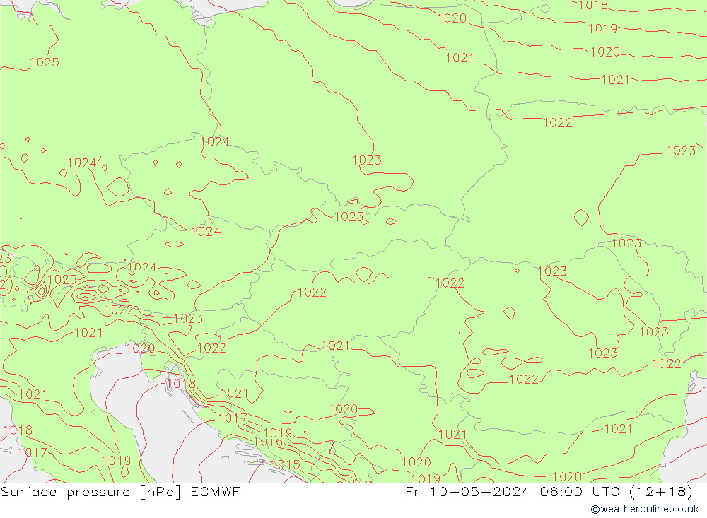 Surface pressure ECMWF Fr 10.05.2024 06 UTC
