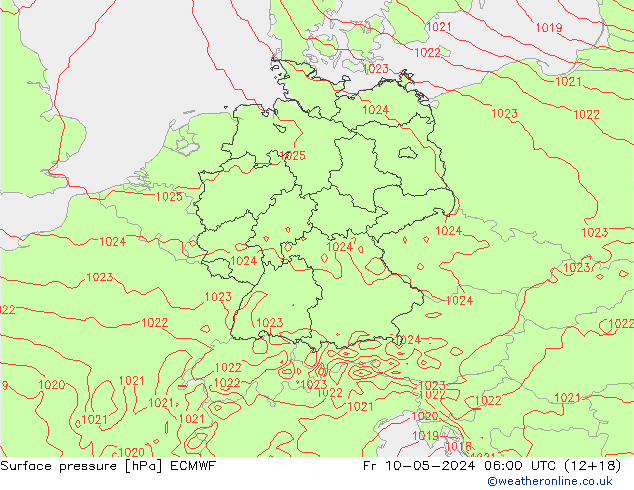 Luchtdruk (Grond) ECMWF vr 10.05.2024 06 UTC