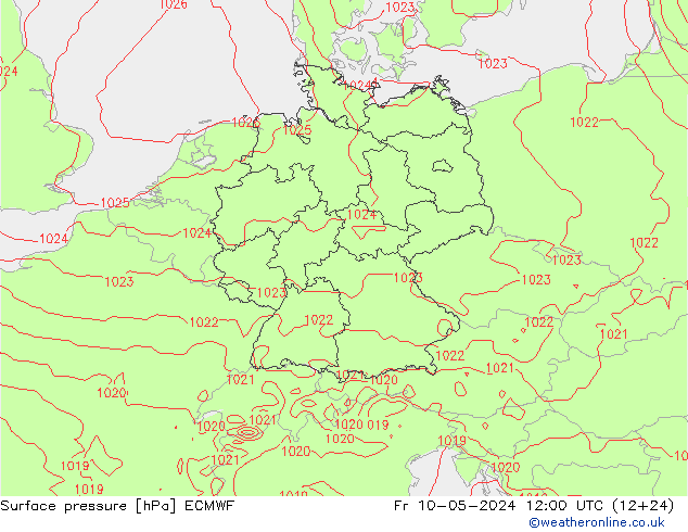 地面气压 ECMWF 星期五 10.05.2024 12 UTC