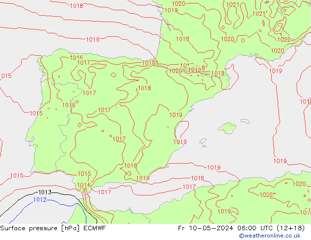 приземное давление ECMWF пт 10.05.2024 06 UTC