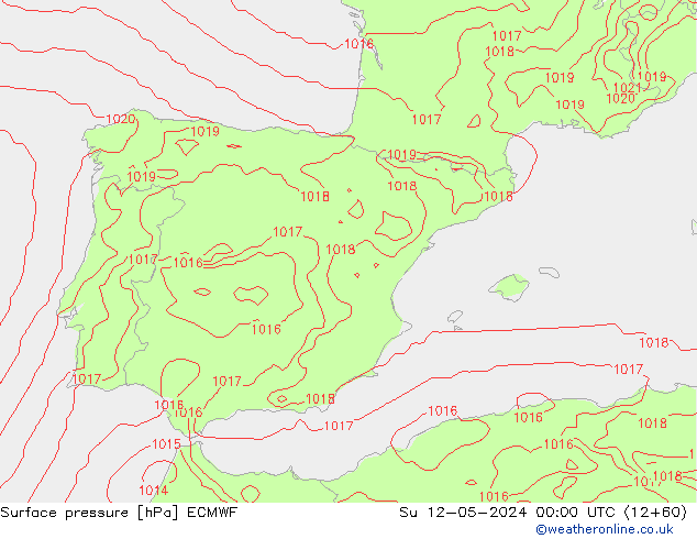 pressão do solo ECMWF Dom 12.05.2024 00 UTC