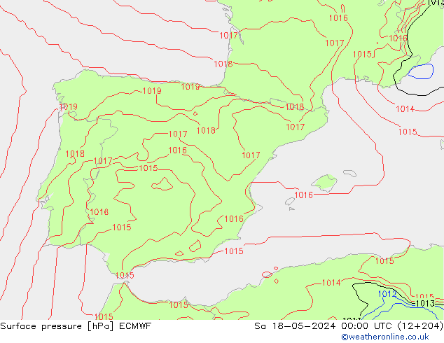 Atmosférický tlak ECMWF So 18.05.2024 00 UTC