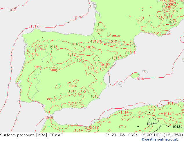 Pressione al suolo ECMWF ven 24.05.2024 12 UTC