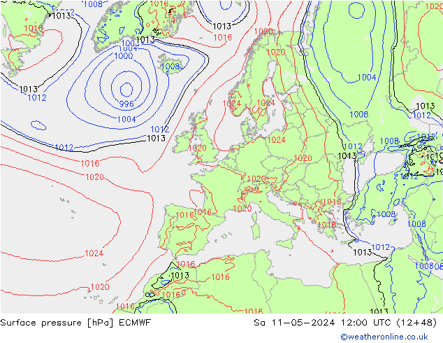 Bodendruck ECMWF Sa 11.05.2024 12 UTC