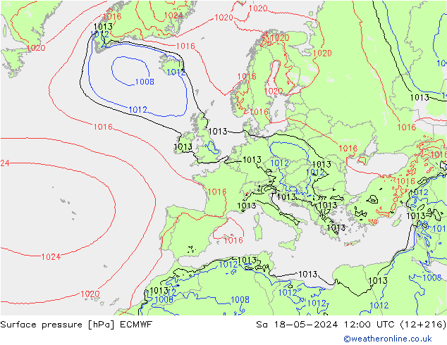 pression de l'air ECMWF sam 18.05.2024 12 UTC