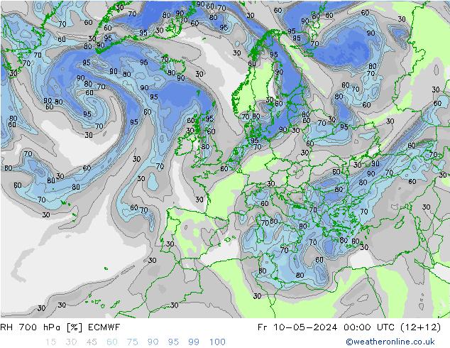 RH 700 hPa ECMWF  10.05.2024 00 UTC