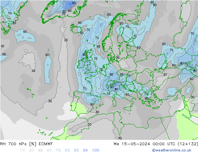 RH 700 hPa ECMWF  15.05.2024 00 UTC