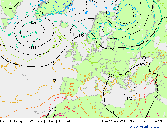 Height/Temp. 850 hPa ECMWF Sex 10.05.2024 06 UTC