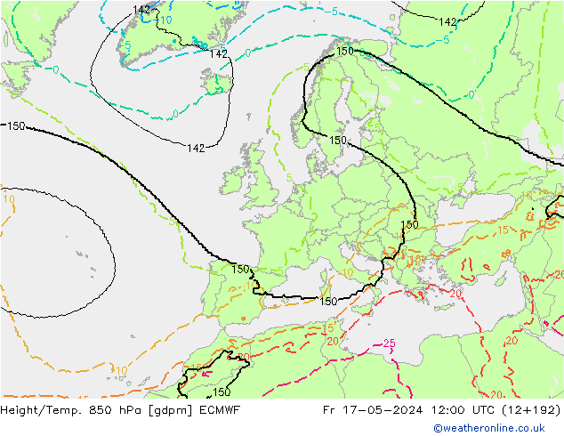 Height/Temp. 850 hPa ECMWF ven 17.05.2024 12 UTC