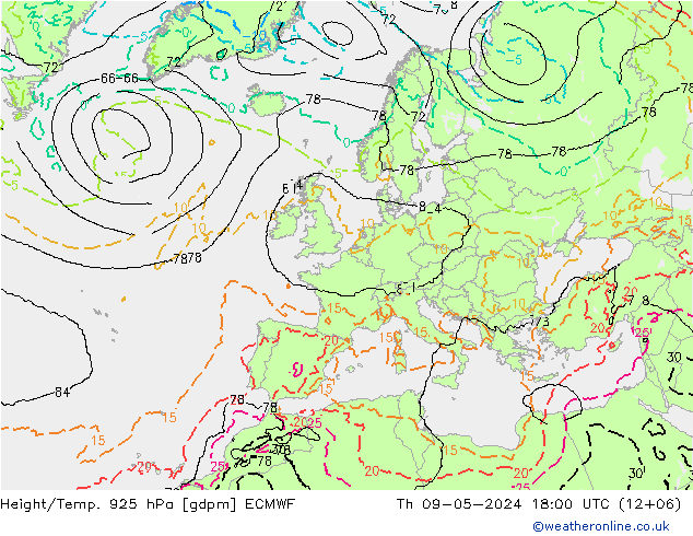 Height/Temp. 925 hPa ECMWF  09.05.2024 18 UTC