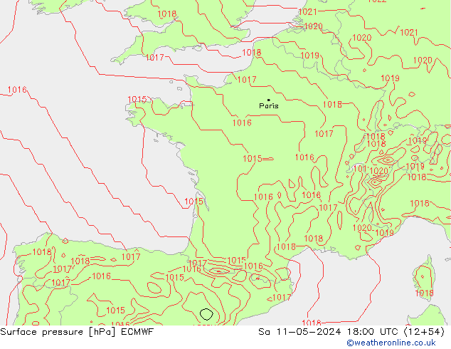 Atmosférický tlak ECMWF So 11.05.2024 18 UTC