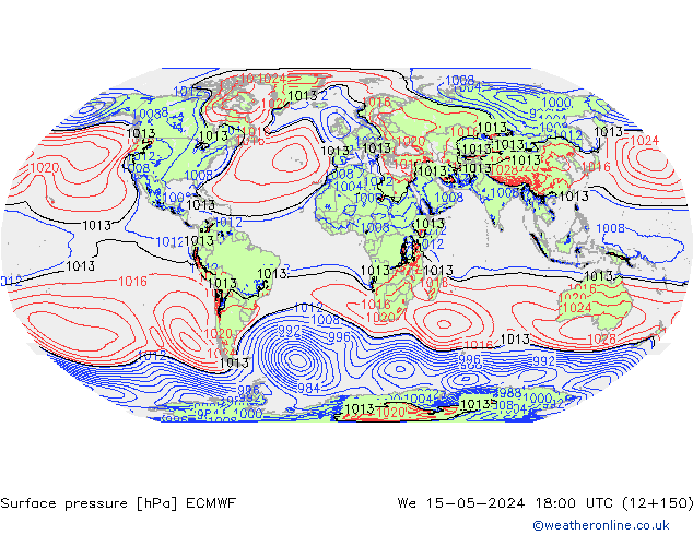 Bodendruck ECMWF Mi 15.05.2024 18 UTC