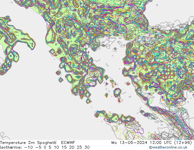 Temperaturkarte Spaghetti ECMWF Mo 13.05.2024 12 UTC