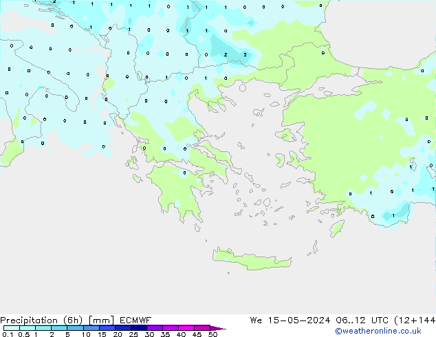 Precipitation (6h) ECMWF St 15.05.2024 12 UTC