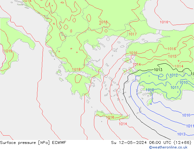 Luchtdruk (Grond) ECMWF zo 12.05.2024 06 UTC