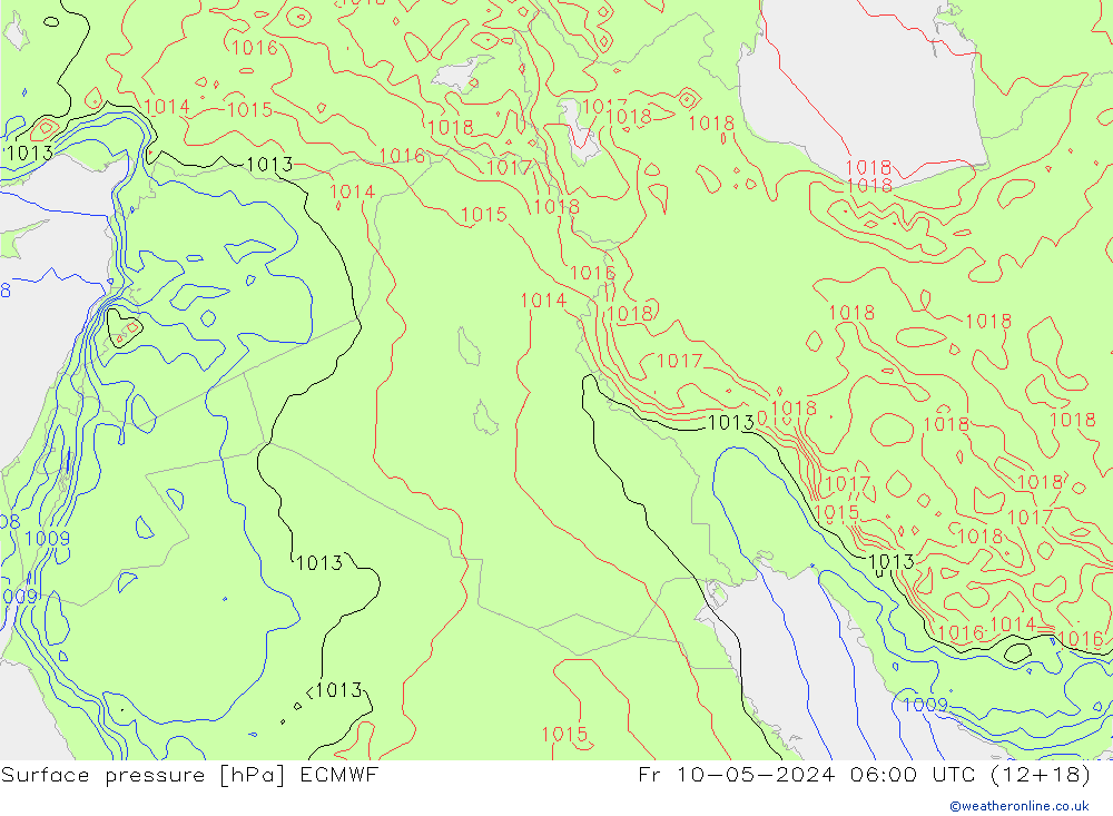 Atmosférický tlak ECMWF Pá 10.05.2024 06 UTC