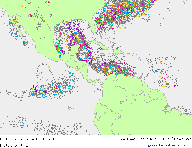 Isotachs Spaghetti ECMWF Th 16.05.2024 06 UTC