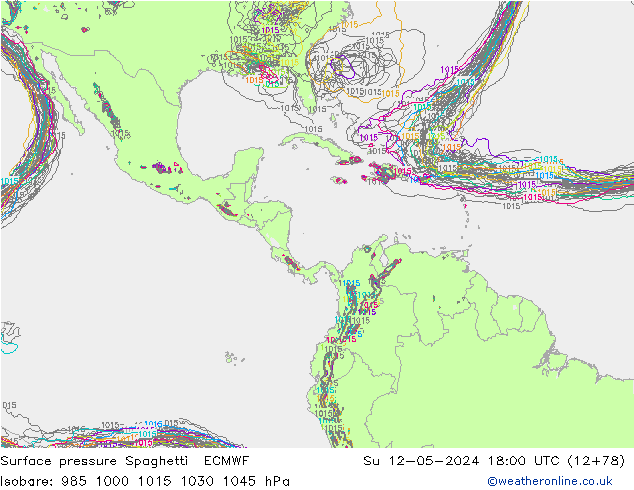 pression de l'air Spaghetti ECMWF dim 12.05.2024 18 UTC