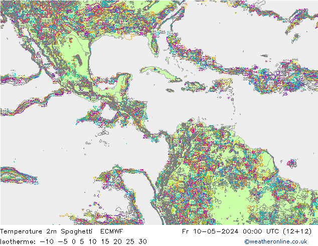 Temperatuurkaart Spaghetti ECMWF vr 10.05.2024 00 UTC