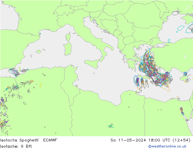 Isotaca Spaghetti ECMWF sáb 11.05.2024 18 UTC