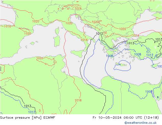 Luchtdruk (Grond) ECMWF vr 10.05.2024 06 UTC