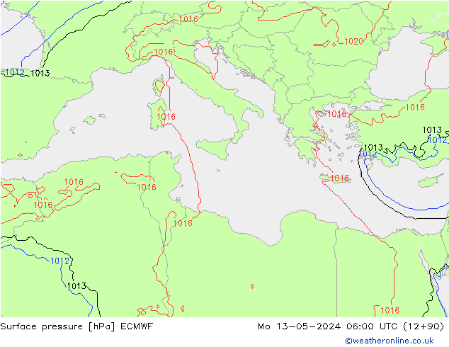 ciśnienie ECMWF pon. 13.05.2024 06 UTC