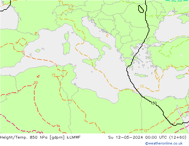 Height/Temp. 850 hPa ECMWF nie. 12.05.2024 00 UTC