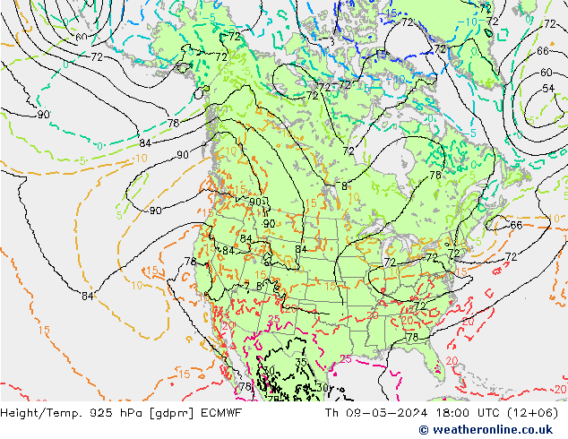 Yükseklik/Sıc. 925 hPa ECMWF Per 09.05.2024 18 UTC