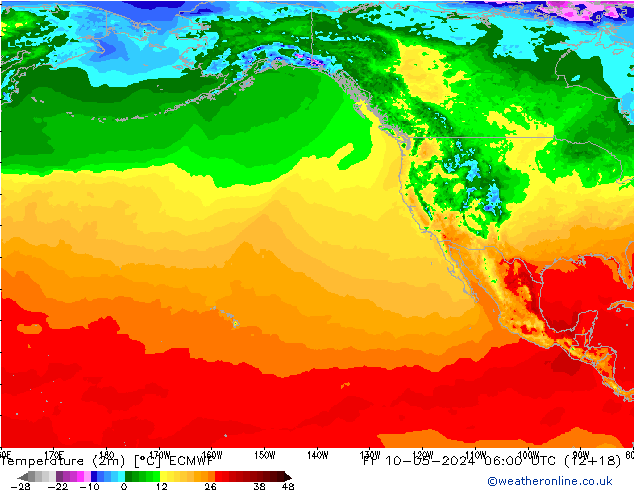 Temperature (2m) ECMWF Fr 10.05.2024 06 UTC