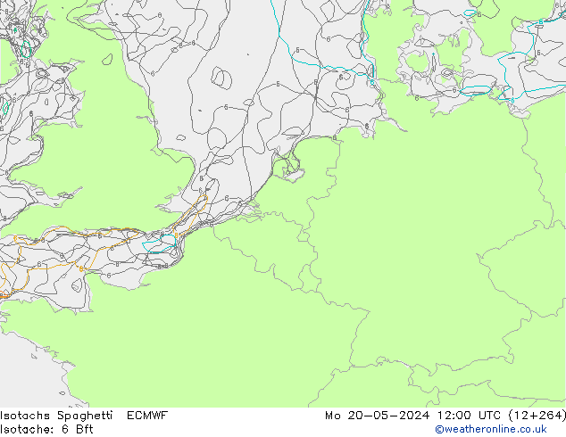 Isotachs Spaghetti ECMWF пн 20.05.2024 12 UTC