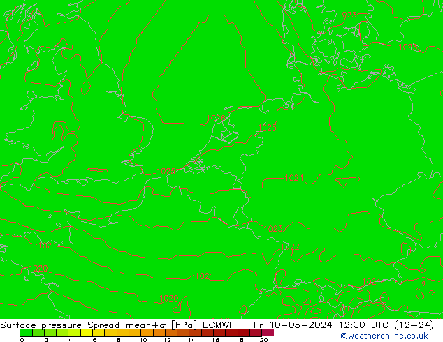 Surface pressure Spread ECMWF Fr 10.05.2024 12 UTC
