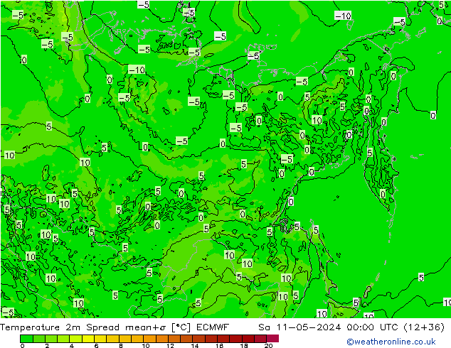 Temperaturkarte Spread ECMWF Sa 11.05.2024 00 UTC